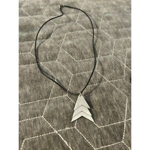 Vintage Sterling Silver 925 Leather Arrow Necklace 18" #411